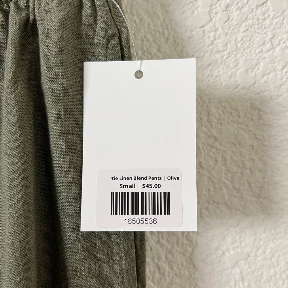 NWT ZENANA Linen Blend Pants Women's Wide Leg Elastic Band with Draw String - Picture 4 of 10